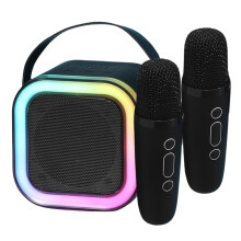 jixopn Bluetooth-Compatible 5.3 Portable Karaoke Machine with Wireless Mic Mini Home Theater Speakers Adjustable LED Lights Gifts for Kids Adults