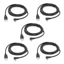 Cábla Sonraí Mini USB B Cineál 5 Bioráin Fireann 90 Céim Uillinn ar Chlé go Cábla Sonraí USB 2.0 Fireann Dubh 5X1.8M