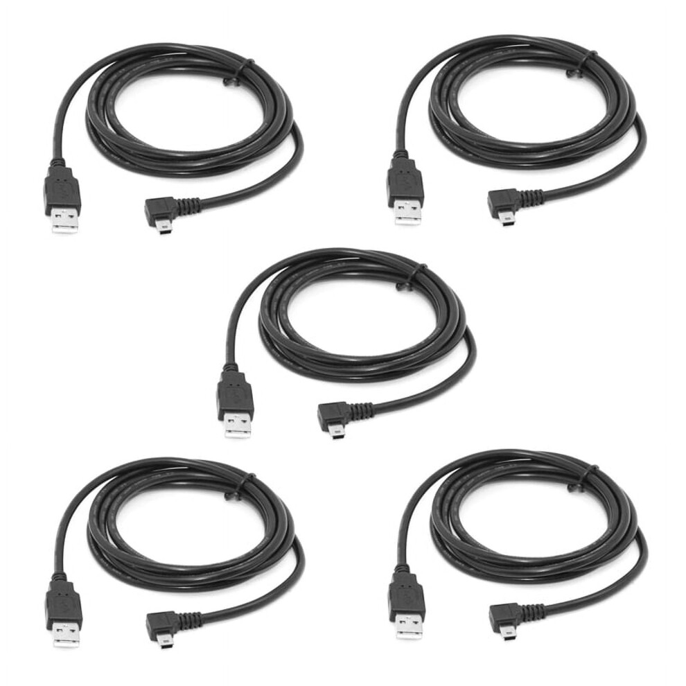 5X 1.8M Mini Usb B Type 5Pin Male 90 Degree Left Angled To Usb 2.0 Male Data Cable Color Black 9423501390387