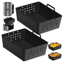 Kayannuo2PCS kaksikerroksinen Airfryer-silikonisetti, musta/harmaa, yhteensopiva airfryer-keittimien kanssa, terveellinen materiaali, helppo irrottaa