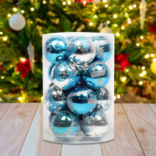 Donemore Mini-Weihnachtskugeln, 16 Stück, 6 cm, Kunststoff, Weihnachtsbaumschmuck für drinnen und draußen, geeignet für DIY-Bastelarbeiten