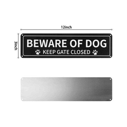 Placa de metal "Cuidado com o Cão" (2 unidades), 30,5 x 7,6 cm (12 x 3 polegadas), resistente à ferrugem. Placa de alumínio 0,040. 2