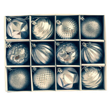 Zriyin 12 Stück 6 cm Weihnachtskugeln, Baumschmuck für Feiertage, Hochzeiten und Partys, Silber