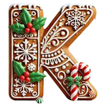 26 Lebkuchen-Alphabet-Anhänger für den Weihnachtsbaum, Anhänger mit dem Anfangsbuchstaben K und Beeren, Mini-Hängedeko-Geschenke, kompatibel mit