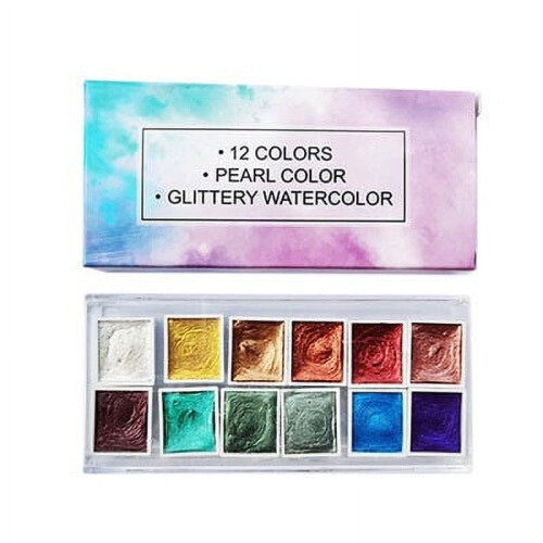 Jacenvly36/48Colors Κιτ Ακουαρέλας με Γκλίτερ/Μεταλλικό σε Σιδερένιο Κουτί, Σετ