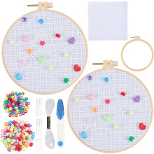 Beads Embroidery Craft Kit with 200 Beads, Sewing Tools, Instructions - Learn to Sew Hand Embroidery Kit (2 Sets)