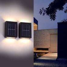 Solar Lights Outdoor 2pcs Waterproof LED Wall Lights Up and Down Solar Lights for Garden Patio Garage Driveway - Warm White