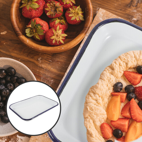Xing Household Enamel Baking Dish Rectangular Roasting Pan Multi-use Baking Tray Non-stick Roasting Tray 1