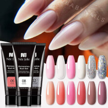 Kit d'extension d'ongles en gel Kehuo Poly, gel de construction transparent, compatible avec les extensions d'ongles nude en poly, kit French