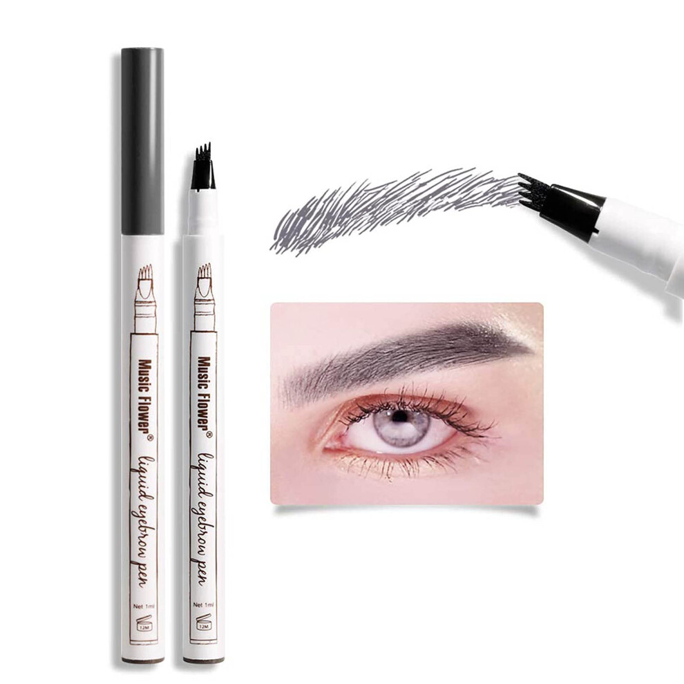 Dark/Gray Waterproof Microblading Eyebrow Pencil With Microfork Tip, 24H Smudge Proof Brow Pen 7#