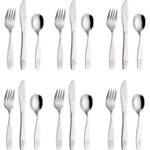 Exzact Kinderbesteck-Set, 18-teilig, Edelstahl, Kinderbesteck/Kleinkindbesteck – 6 Gabeln, 6 sichere Messer, 6