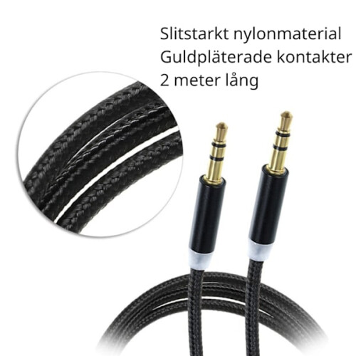 Câble AUX 3,5 mm (AUX vers AUX) Noir de haute qualité 2M 1