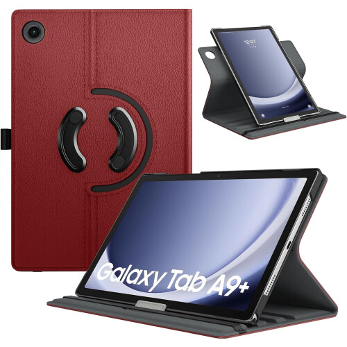 Capa giratória compatível com Samsung Galaxy Tab A9+/A9Plus de 11 polegadas (2023), com suporte giratório de 90 graus e ativação automática.