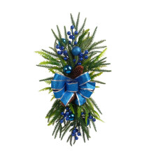 S SERENABLE Kunstmatige Kerstslinger Kerst Trapdecoratie Trapkrans Kerst Trapdecoratie voor Schouw, Reling, Muur, Huisdecoratie Blauw