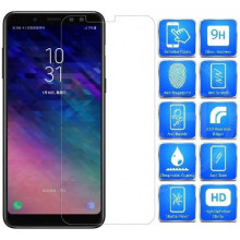 2 db-os csomag, kompatibilis a Samsung A8 2018 készülékkel, edzett üveg, 0,26 mm, 2,5 D9H átlátszó
