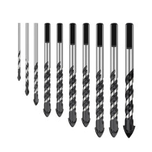 Juego de 10 brocas de punta de carburo resistente con mango triangular para hormigón, vidrio y bloques de cemento.