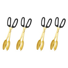 4er-Pack 25 cm lange goldene Servierzangen, Salatzangen, Buffetzangen, rutschfest und aus Edelstahl