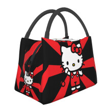 Söpö sarjakuvamainen lounaskassi Hello Kitty -eväsrasia, uudelleenkäytettävä eristetty lounaskassi toimistotyöhön, piknikille, vaellukseen -