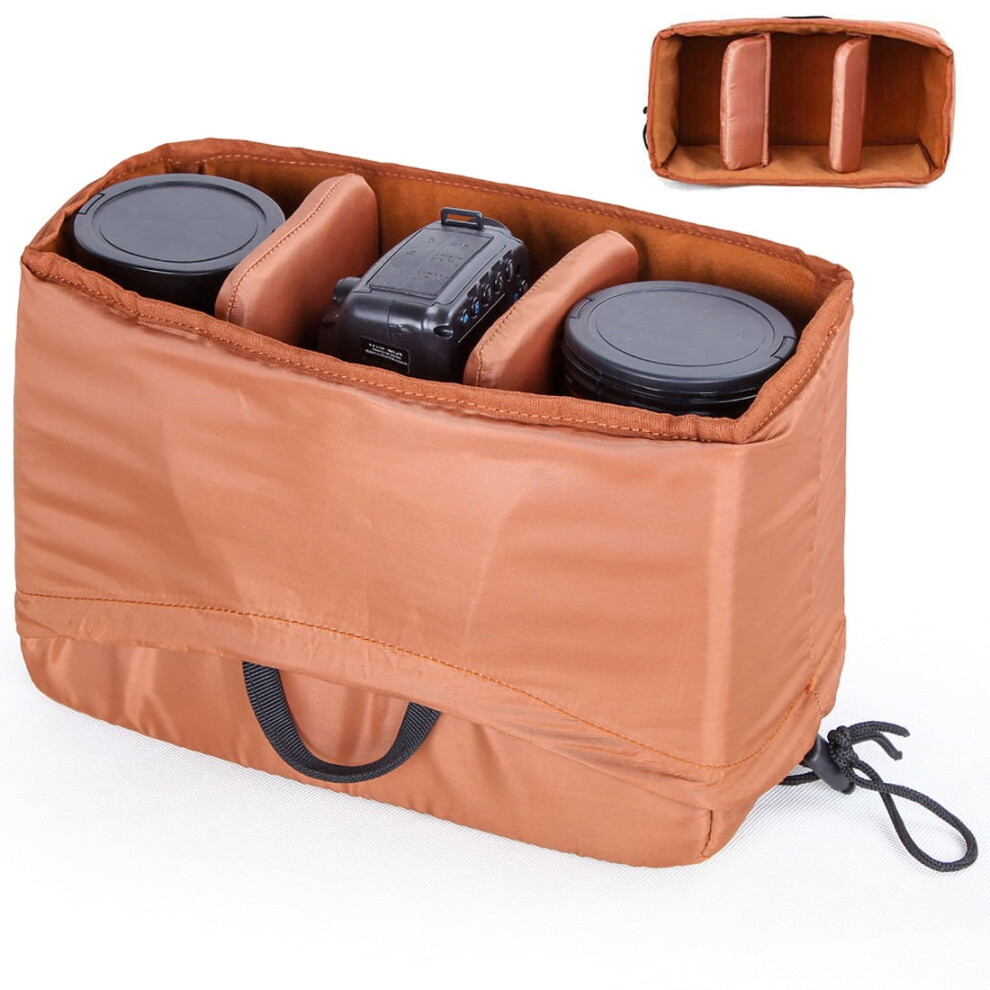 Titoumi Camera Case Bag Foldable Dlsr Slr Insert Case Portable Inner Bag Waterproof Shockproof For Mirrorless Cameras, Lenses Brown 9423501712387