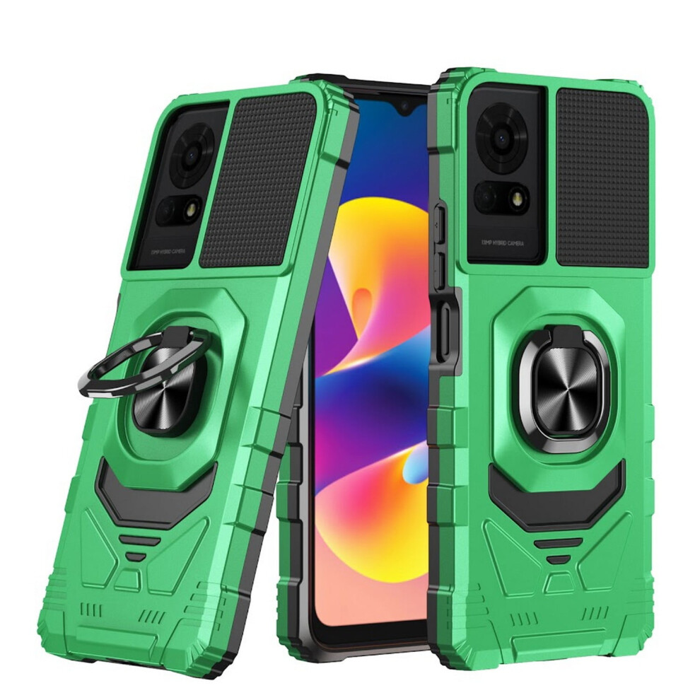Phone Case For Compatible With Tcl K24 (T434d) Shock-Absorbing Ring Kickstand Cover (Robotic ) Green 9423501712424