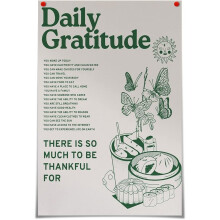 ASPORIC Affiches inspirantes vintage vertes avec citations de gratitude quotidienne, 61 x 41 cm, motif tournesol et papillon, décoration murale