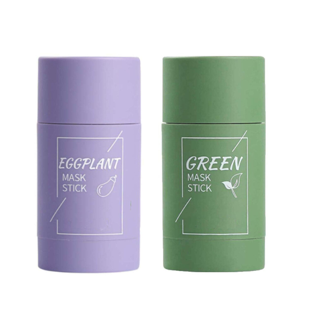 Green/Eggplant Tea And Purifying Stick Mask For Face, Oil Control Deep Pore Cleansing Blackhead Remover