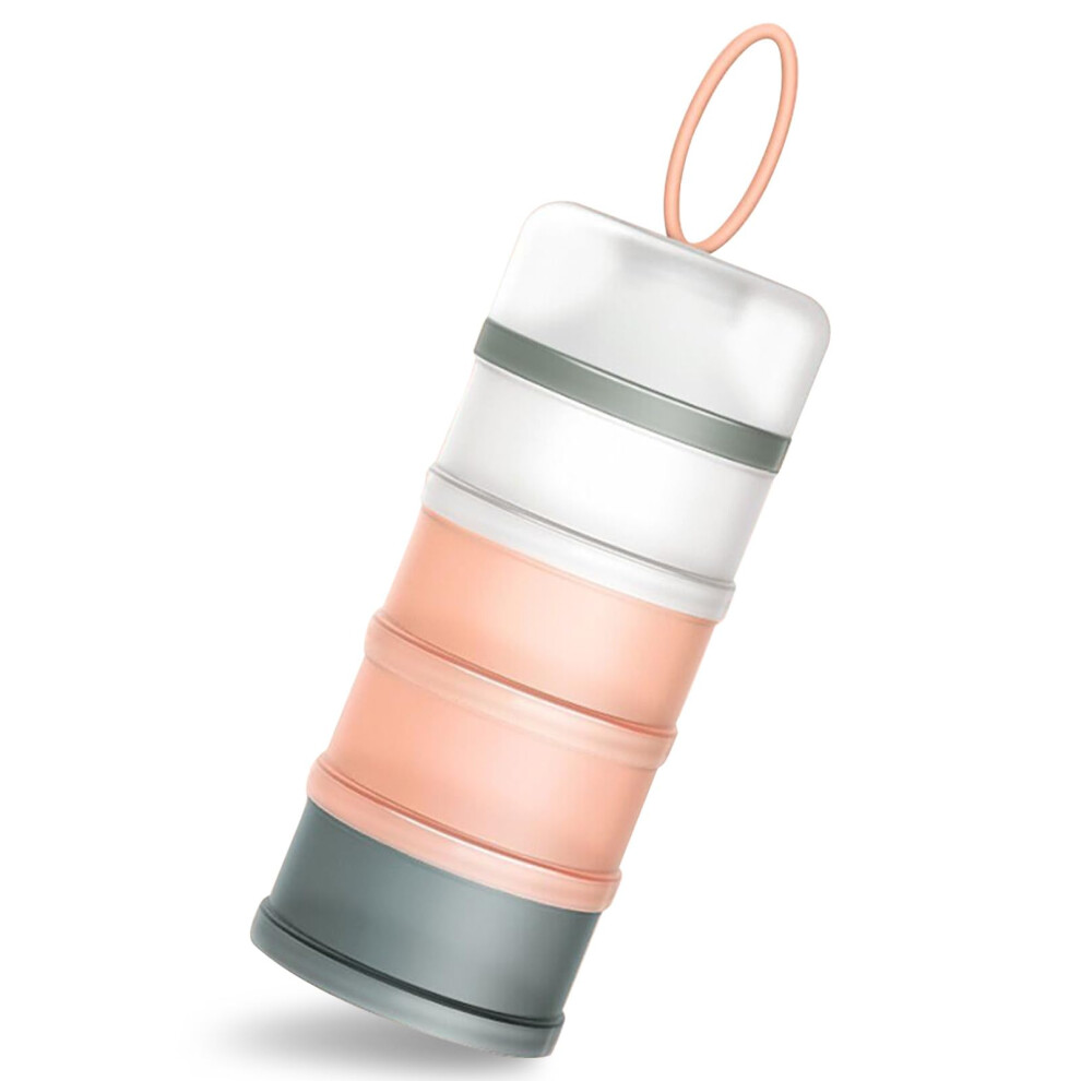 Portable Infant Baby Powder Milk Dispenser, Stackable Boxes, 4 Layers Cereal/Food/Fruit/Snack Container Breastfeeding 480Ml (Pink) Pink Queta