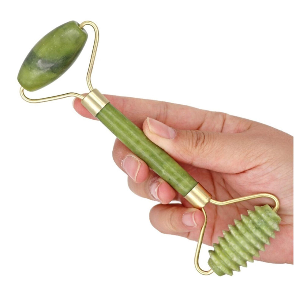 Jade Roller for Face and Neck, Double Head Facial Massage Roller, 3pcs Skincare Tool Set