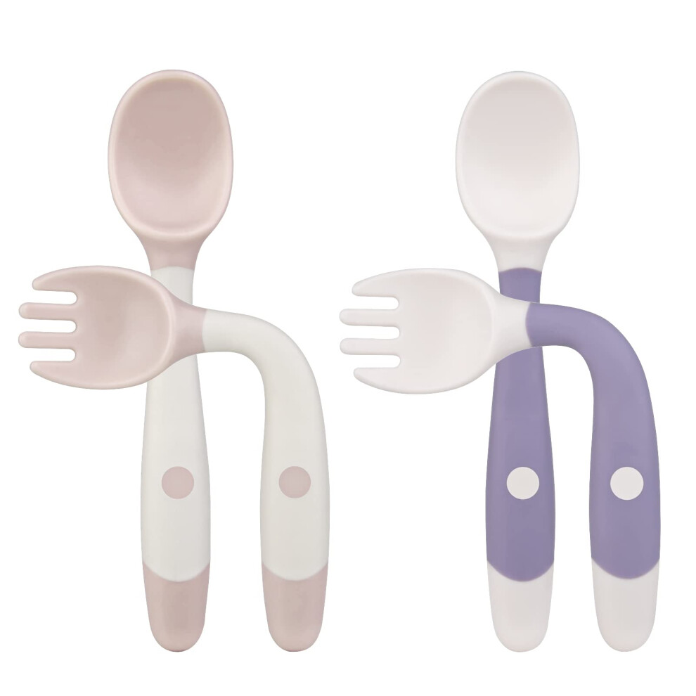 Baby Fork And Spoon Set, 4Pcs Baby Cutlery Vicloon