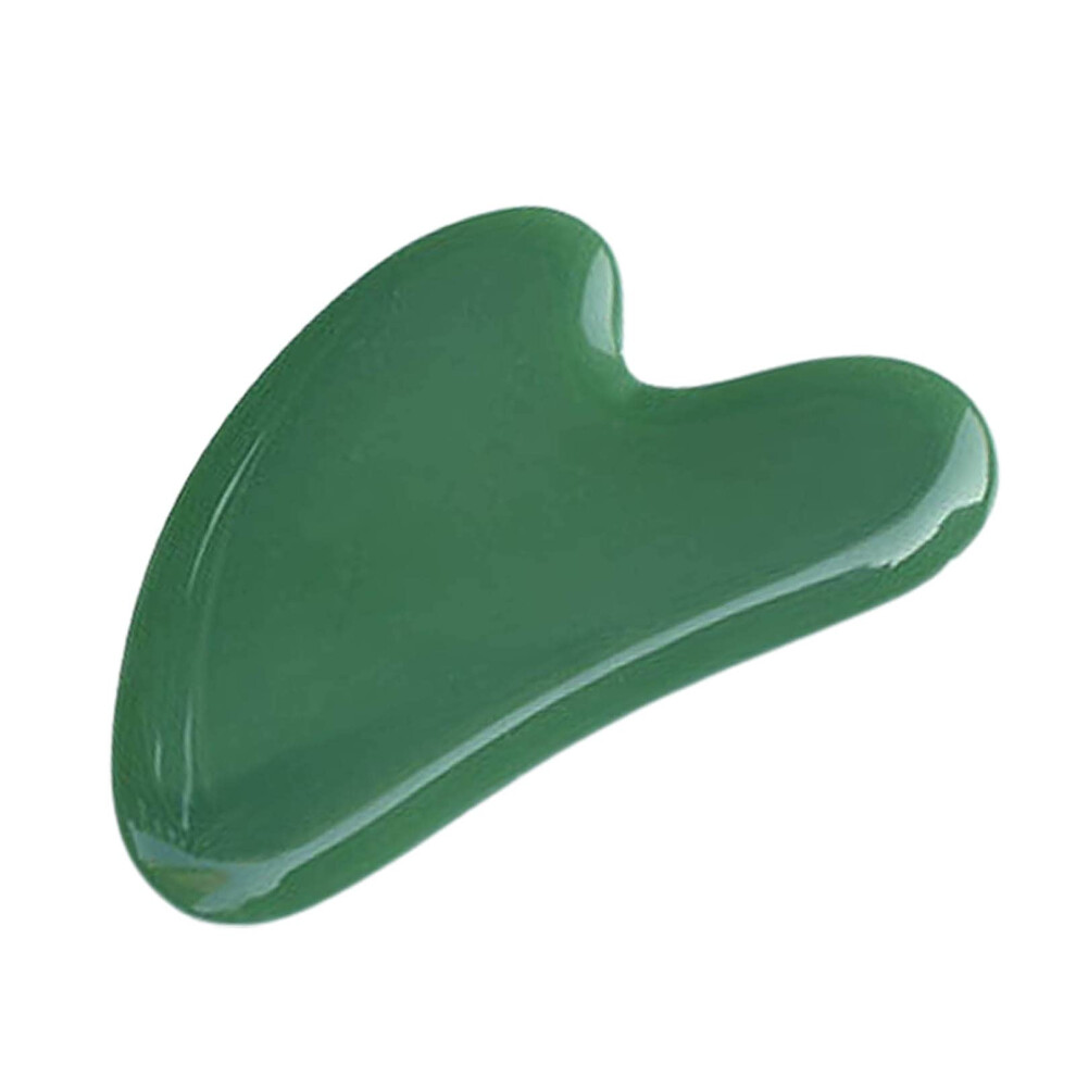 Dark Green Gua Sha Tool HeartShaped Facial Massage Stone for Wrinkle Reduction and Circulation Boost
