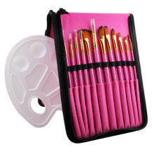Acrylic Paint Brush Set with Palette, 13pcs Watercolor and Acrylic Brushes for Kids and Adults