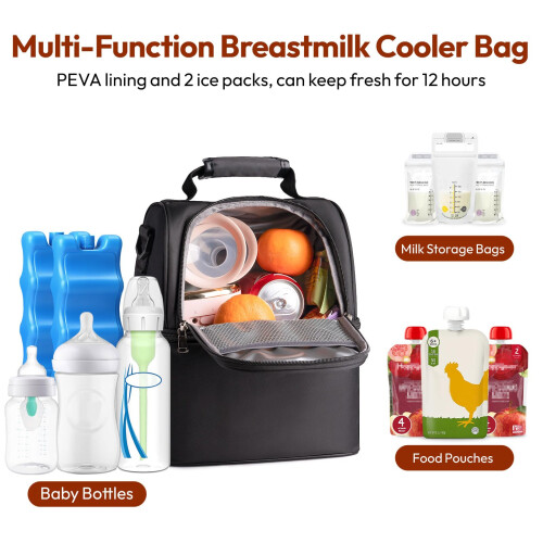 NCVI Breastmilk Cooler Bag with 2 Ice Pack, Breast 1