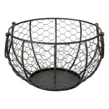 Rustic Farmhouse Wire Egg Basket with Handle for Kitchen and Farm Storage
