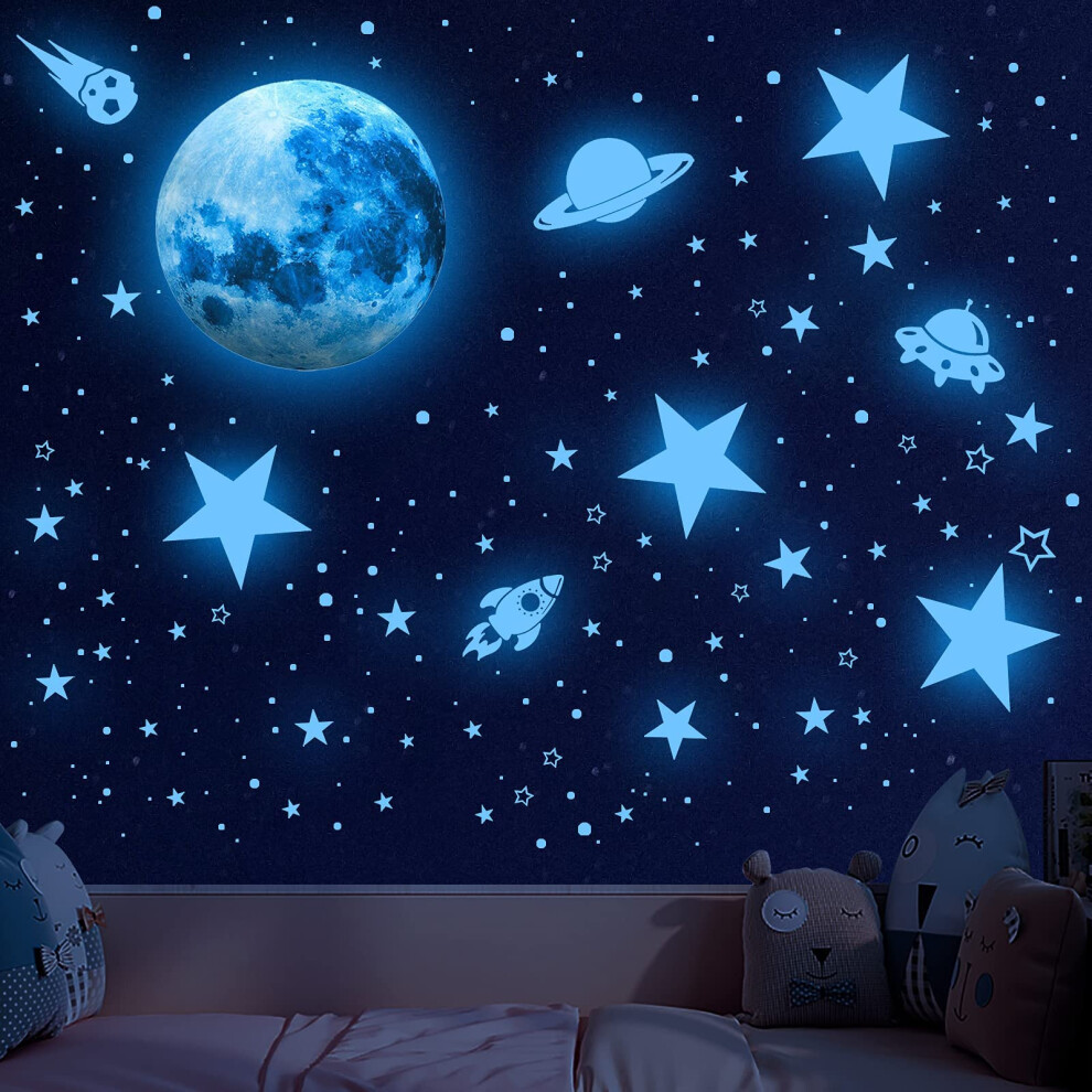 603Pcs Glow In The Stars Wall Stickers, Glow In The Stars Ceiling, Moon Wall Decals Planets Solar System Wall Stickers For Kids Boys Wall S Dark Seeshine