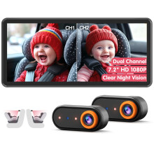 LUCKVIEW Baby Car Camera for 2 Kids, Dual Channel