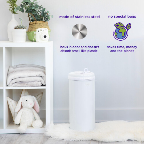 Ubbi Stainless Steel Nappy Bin, Odour Locking, No 2