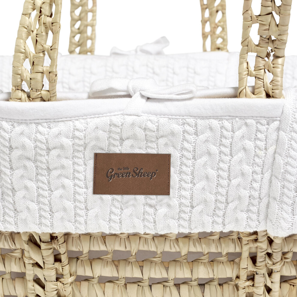 The Little Sheep Cable Knit Moses Basket Rep Green The Little Green Sheep