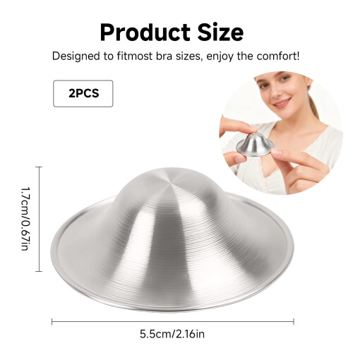 Lethra 2Pcs Silver Nipple Shields, Silver Nursing 1