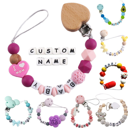 Svyqwmz Personalised Dummy Clips with Name Bracele