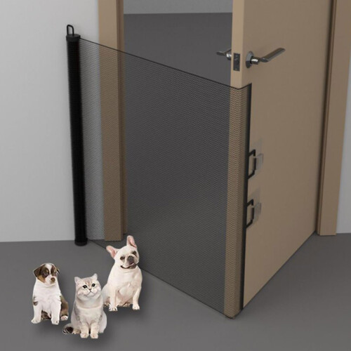 Retractable Pet Gate, No Drill Mesh Stair Gates Fo