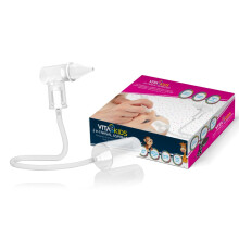 Vitakids 2-in-1 Nasal Aspirator Gentle Mucus Removal for Babies & Infants | Dual Action: Manual & Vacuum | Essential Baby Nose Sucker