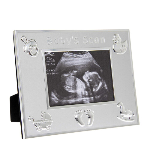 Silver Plated Baby's Scan Photo Frame with Embosse