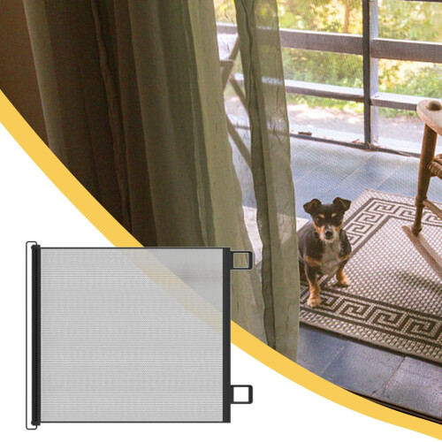 Retractable Pet Gate, No Drill Mesh Stair Gates Fo 1