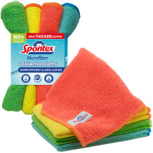 Spontex Microfibre Cloths for Cleaning | 4 Microfibre Collection Cleaning Cloths | For Use as Dusters, Dish Cloths & Kitchen Towels | 30 x 30cm |