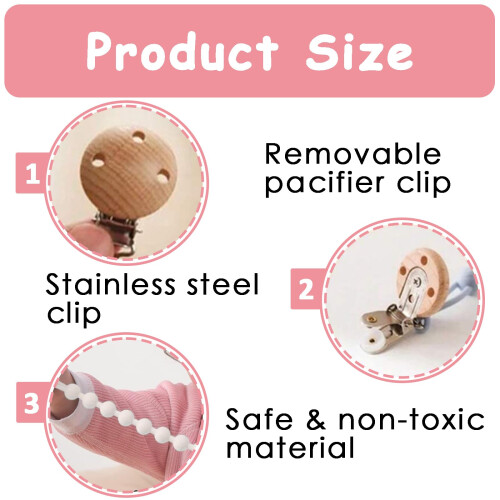 3pcs Dummy Clip, Silicone Dummy Clip, Chain Beech 2