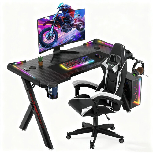 Ergonomic Gaming Chair with Adjustable Height, Reclining Feature,