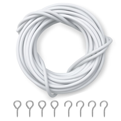 Dikots Net Curtain Wire and Hooks Set - 3 Meter Curtain wire kit with