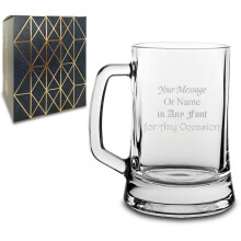 Personalised Engraved Glass Beer Stein, Personalise with Any Message