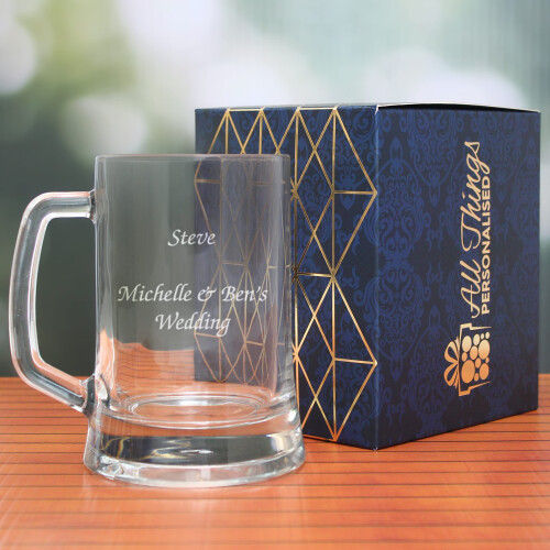 Personalised Engraved Glass Beer Stein, Personalise with Any Message 1