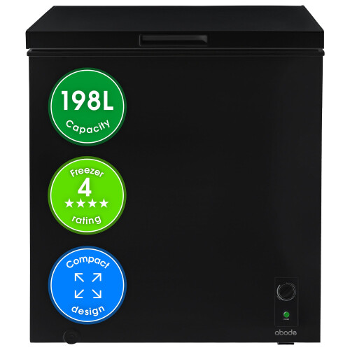 Abode Freestanding Black Chest Freezer 198L with Removable Wire 1